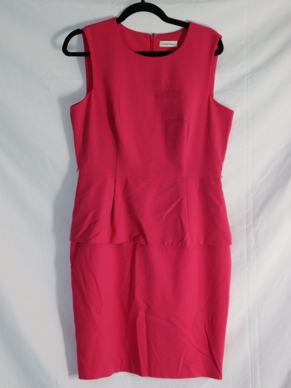 Calvin Klein Hot Pink Sleeveless Peplum Midi Dress